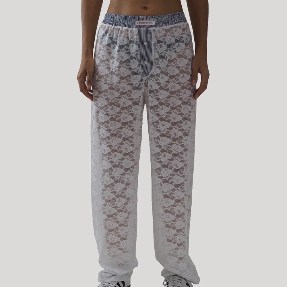 Chic White Lace Straight Leg Pants